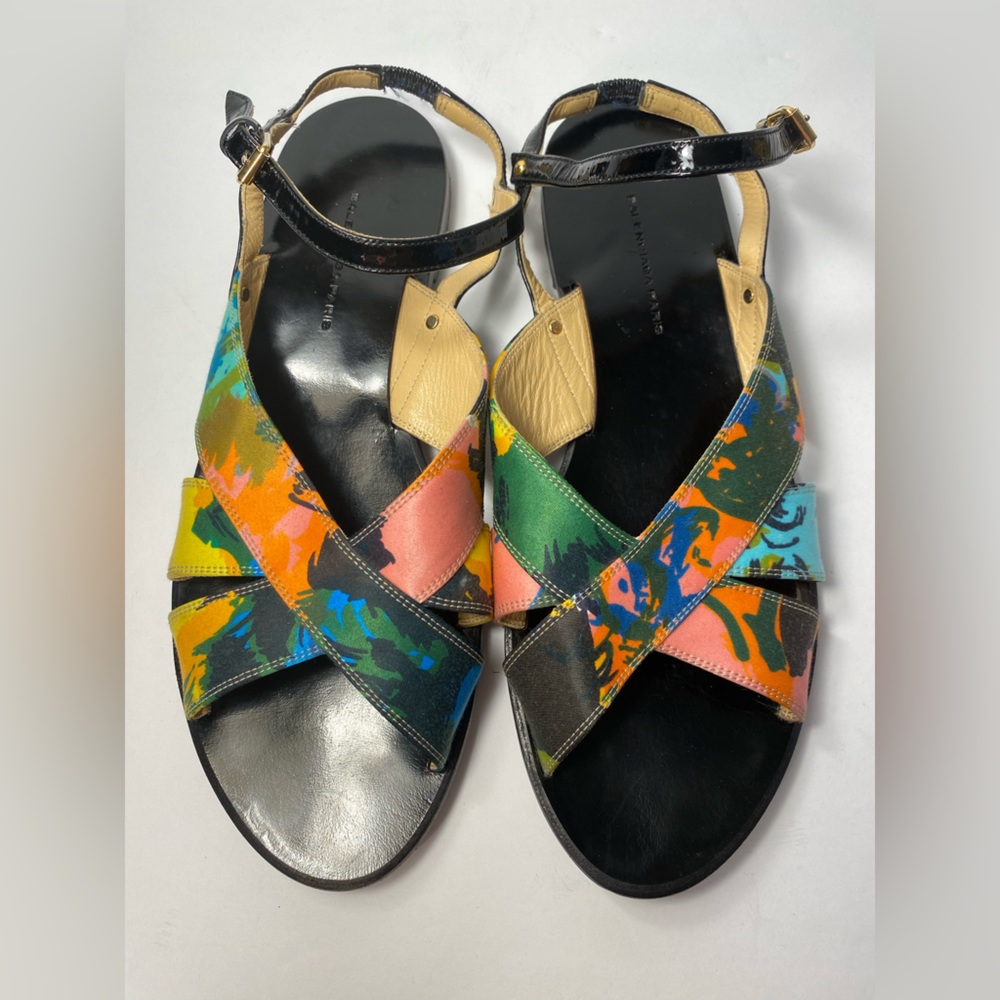Balenciaga flat ankle strap sandals multi 39/8 - Picture 7 of 11